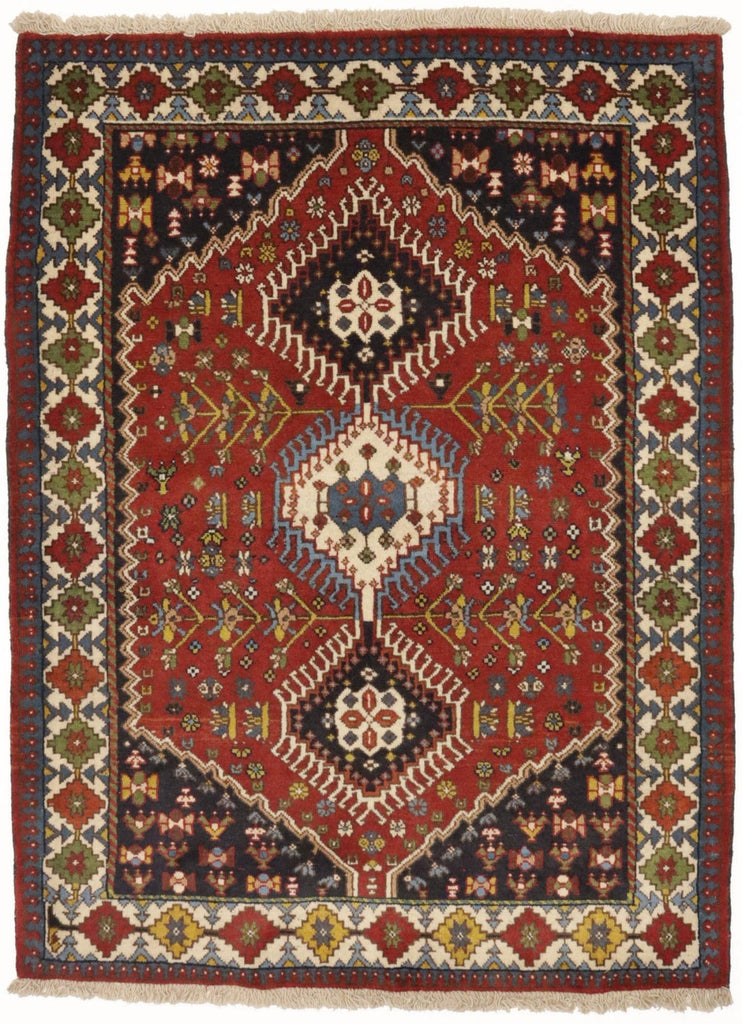 Vintage Rusty Red Tribal 4X5 Yalameh Persian Rug