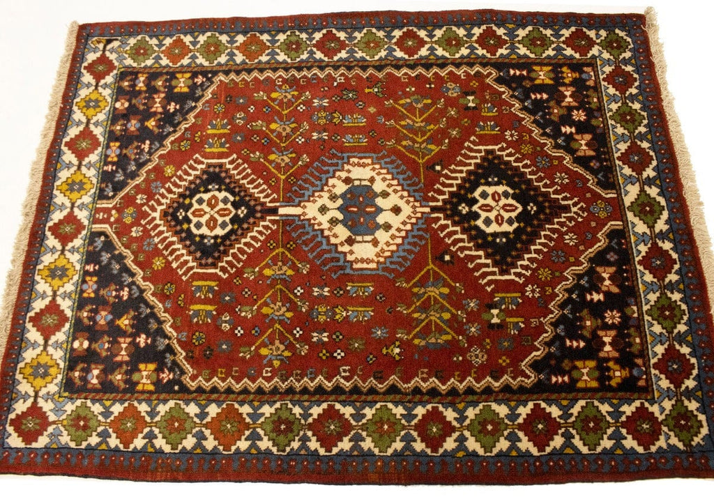 Vintage Rusty Red Tribal 4X5 Yalameh Persian Rug