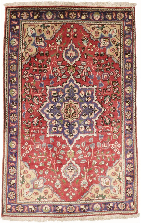 Semi Antique Floral Red 3X5 Tabriz Persian Rug