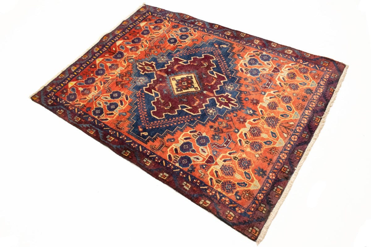 Semi Antique Tribal Coral Orange 4X5 Shahrbabak Persian Rug