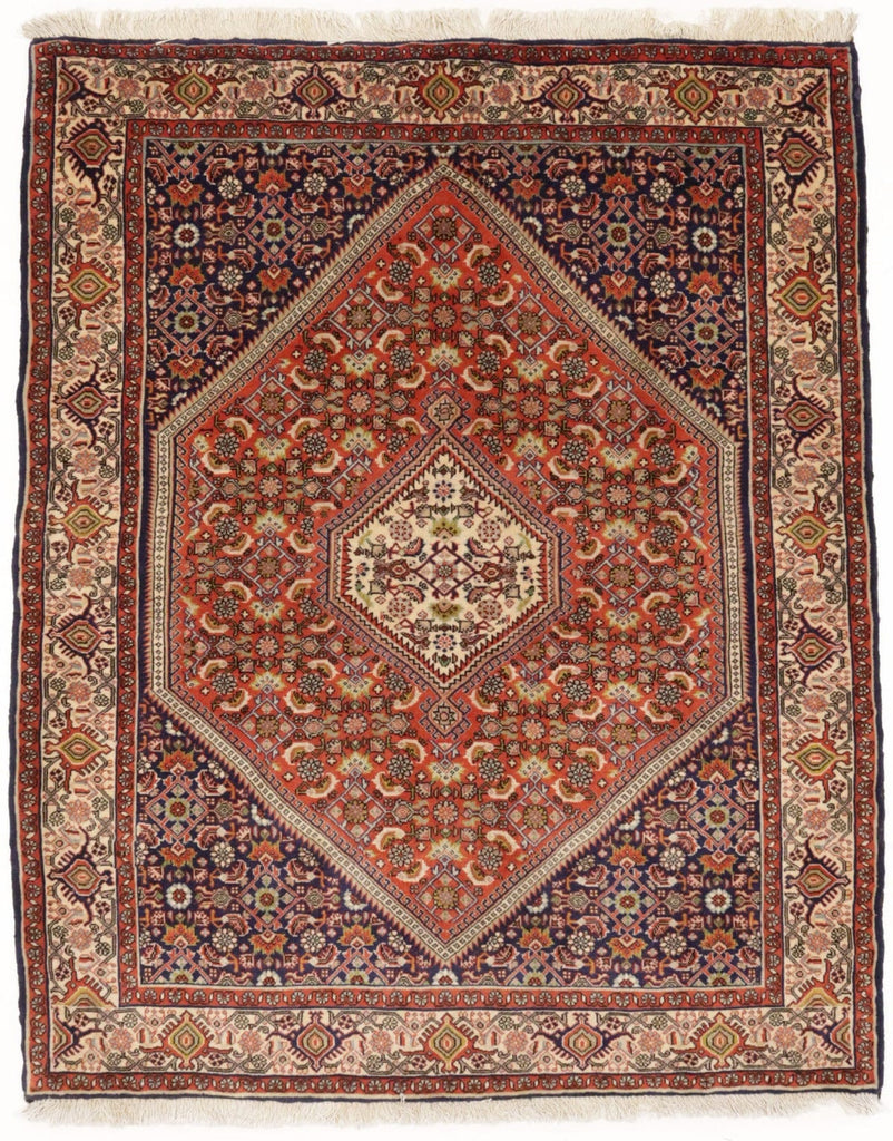 Vintage Orange Floral 4X5 Bidjar Persian Rug