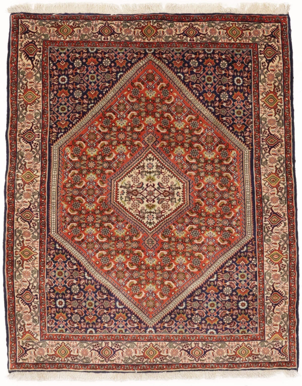 Vintage Orange Floral 4X5 Bidjar Persian Rug