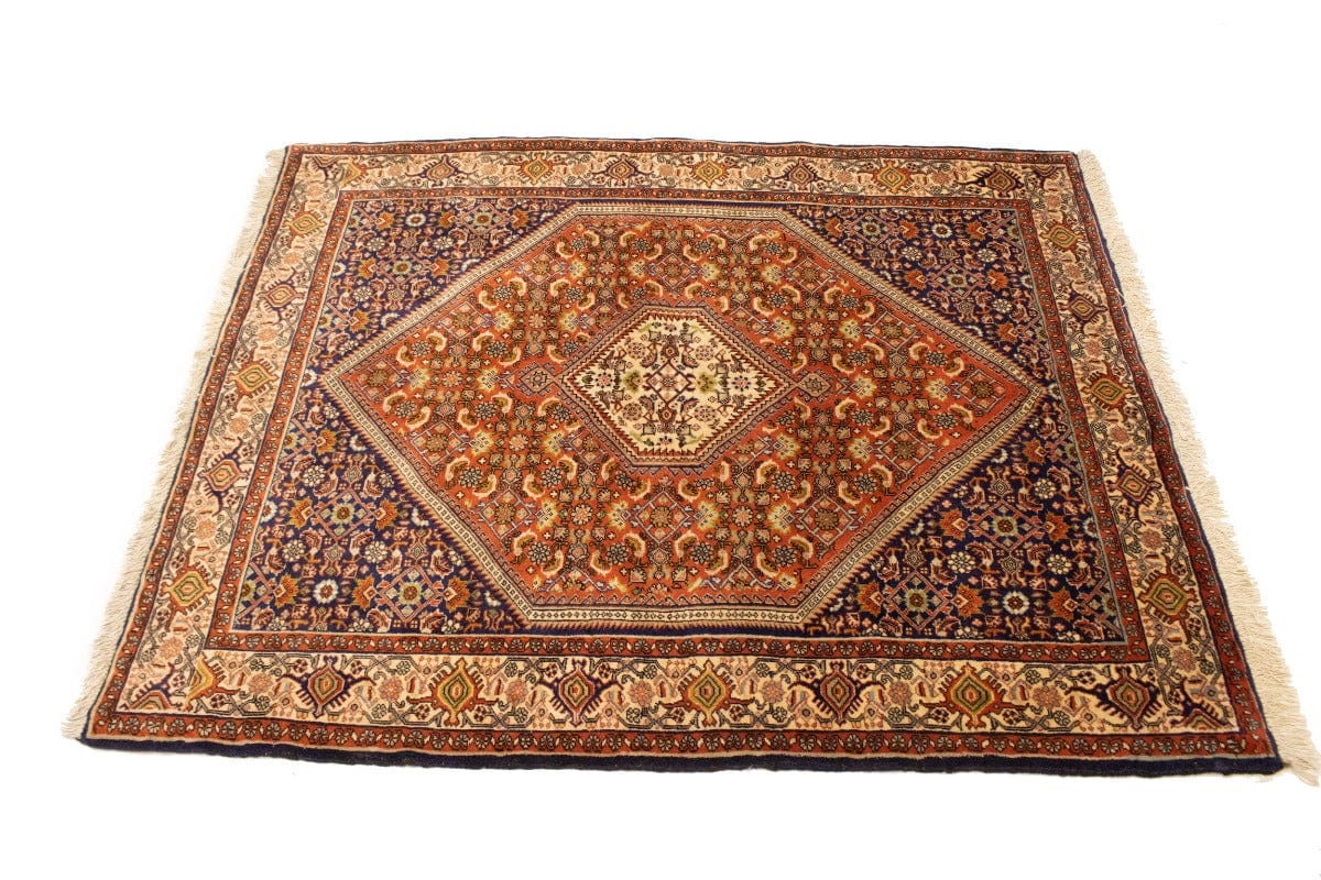 Vintage Orange Floral 4X5 Bidjar Persian Rug