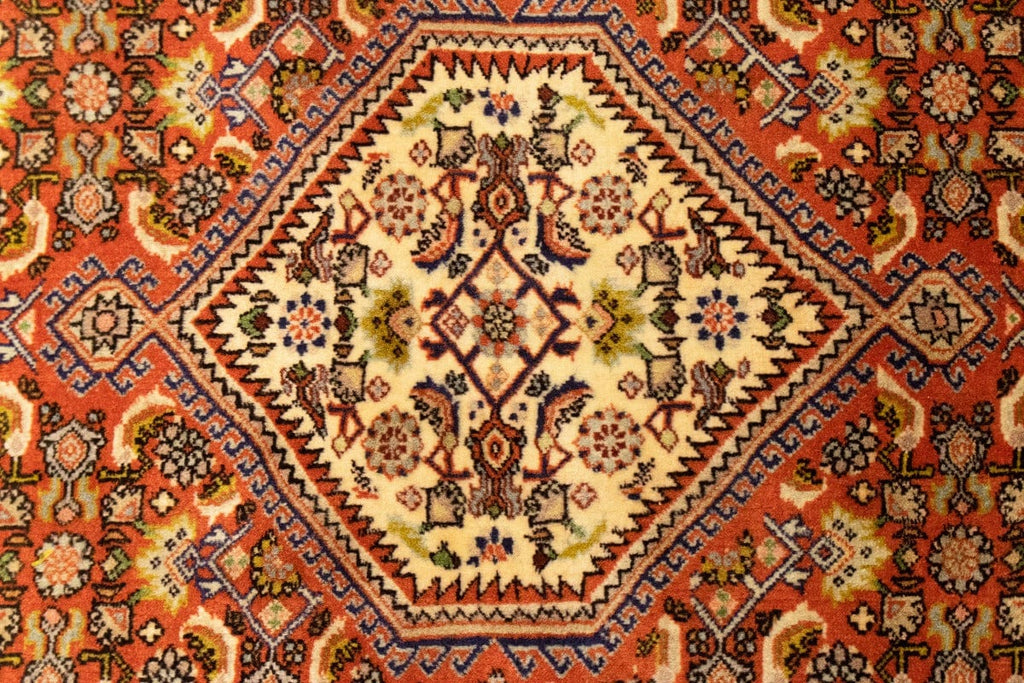 Vintage Orange Floral 4X5 Bidjar Persian Rug