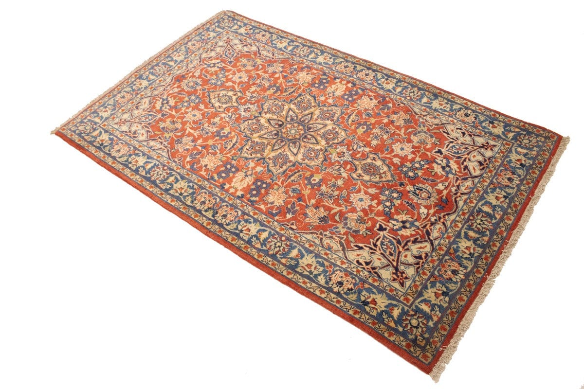 Semi Antique Red Traditional 3'6X5'6 Isfahan Persian Rug