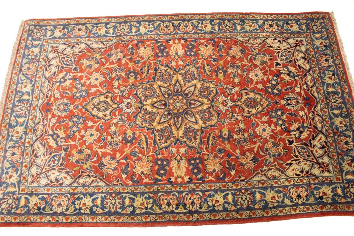Semi Antique Red Traditional 3'6X5'6 Isfahan Persian Rug