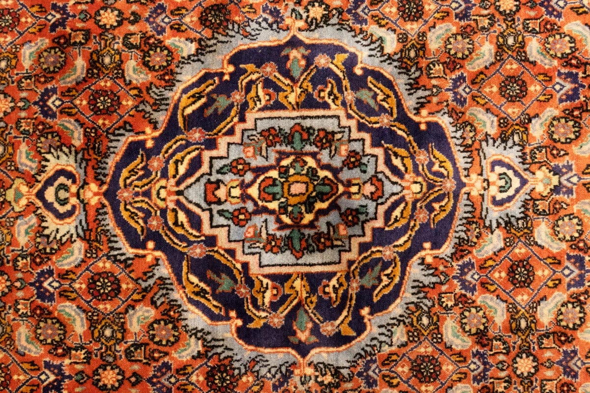 Vintage Orange Floral 4X5 Bidjar Persian Rug