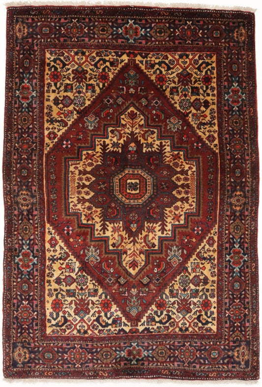 Vintage Rusty Red Geometric 3X5 Bidjar Persian Rug