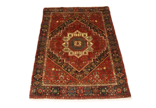 Vintage Geometric Red 3'4X4'9 Bidjar Persian Rug
