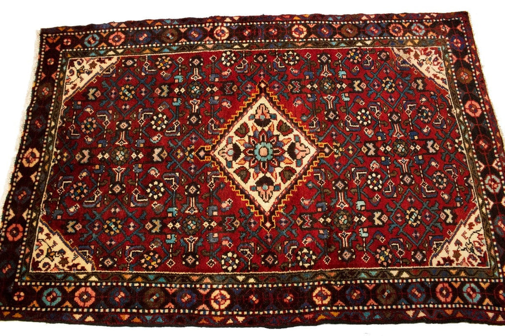 Semi Antique Red Tribal 3'6X5'3 Hamedan Persian Rug