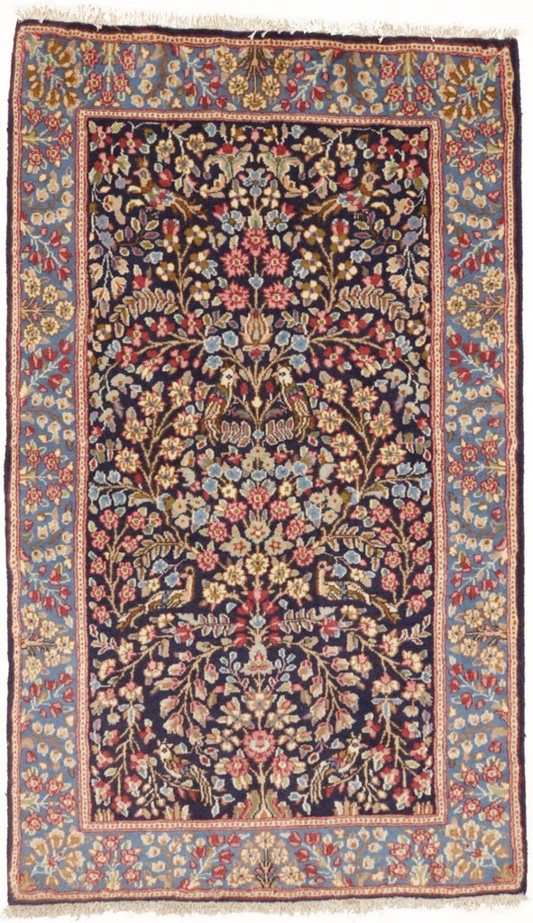 Vintage Purple-navy Floral 3X5 Kerman Persian Rug