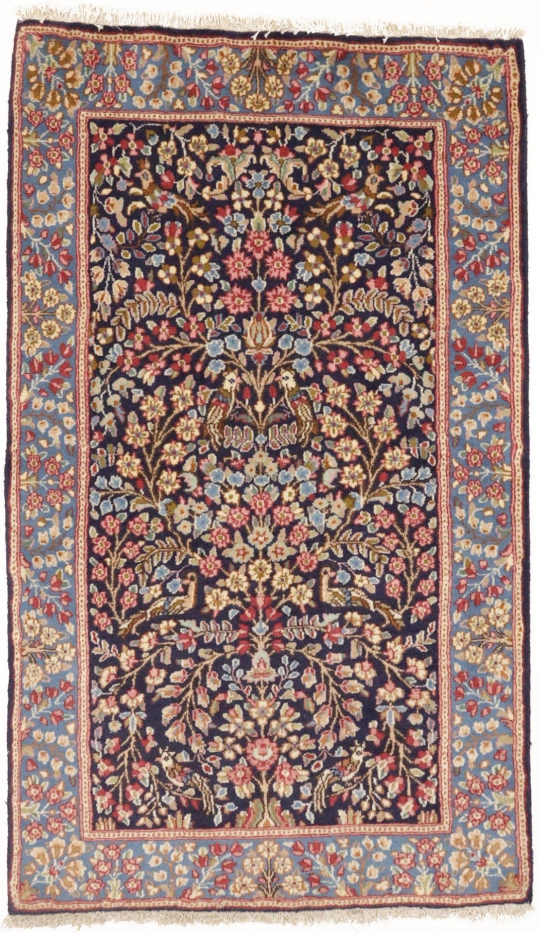 Vintage Purple-navy Floral 3X5 Kerman Persian Rug