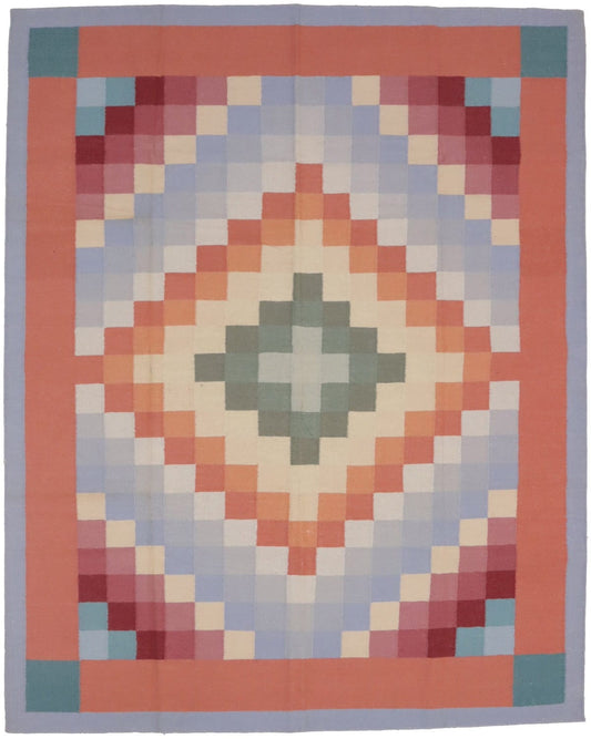 Multicolored Geometric Dhurrie 8X10 Indian Oriental Rug