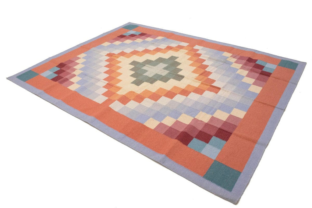 Multicolored Geometric Dhurrie 8X10 Indian Oriental Rug