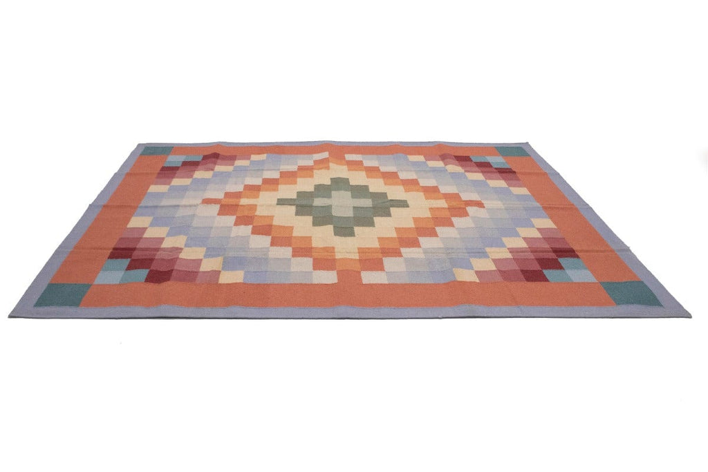 Multicolored Geometric Dhurrie 8X10 Indian Oriental Rug