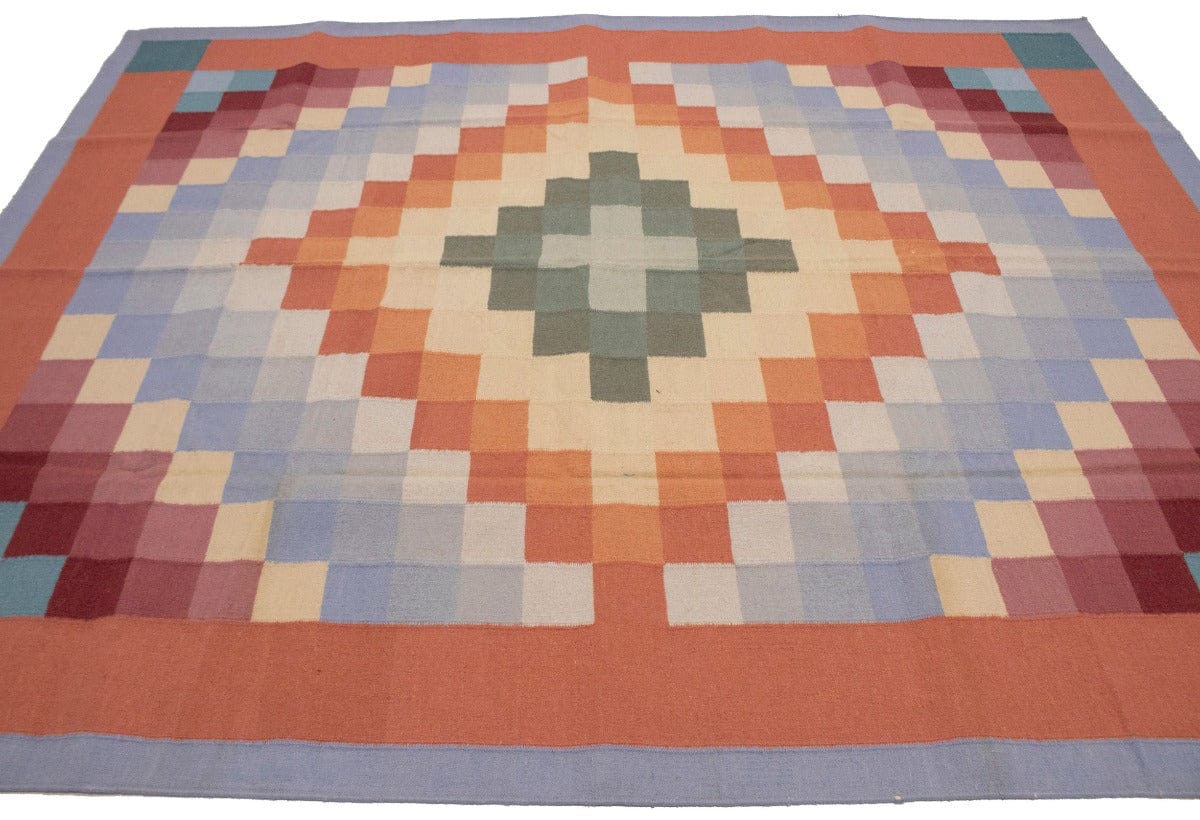 Multicolored Geometric Dhurrie 8X10 Indian Oriental Rug