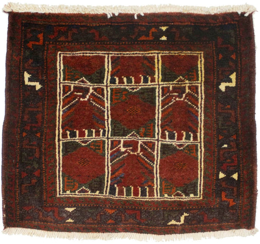 Vintage Rusty Red 2X2 Shiraz Persian Square Rug