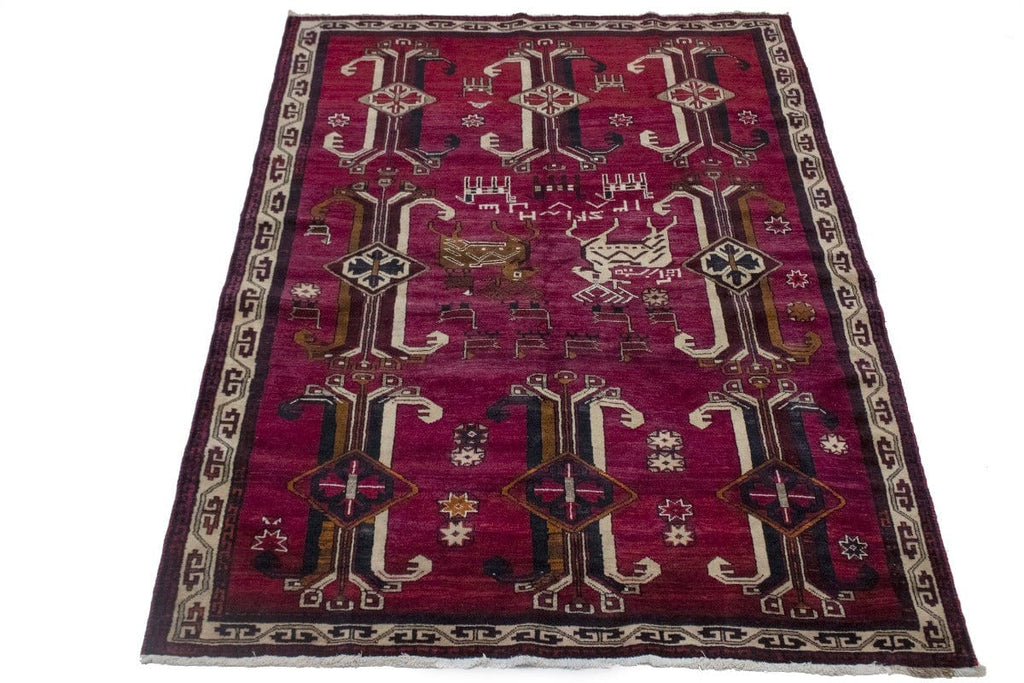 Semi Antique Wine Red Tribal 7X9 Shiraz Persian Rug