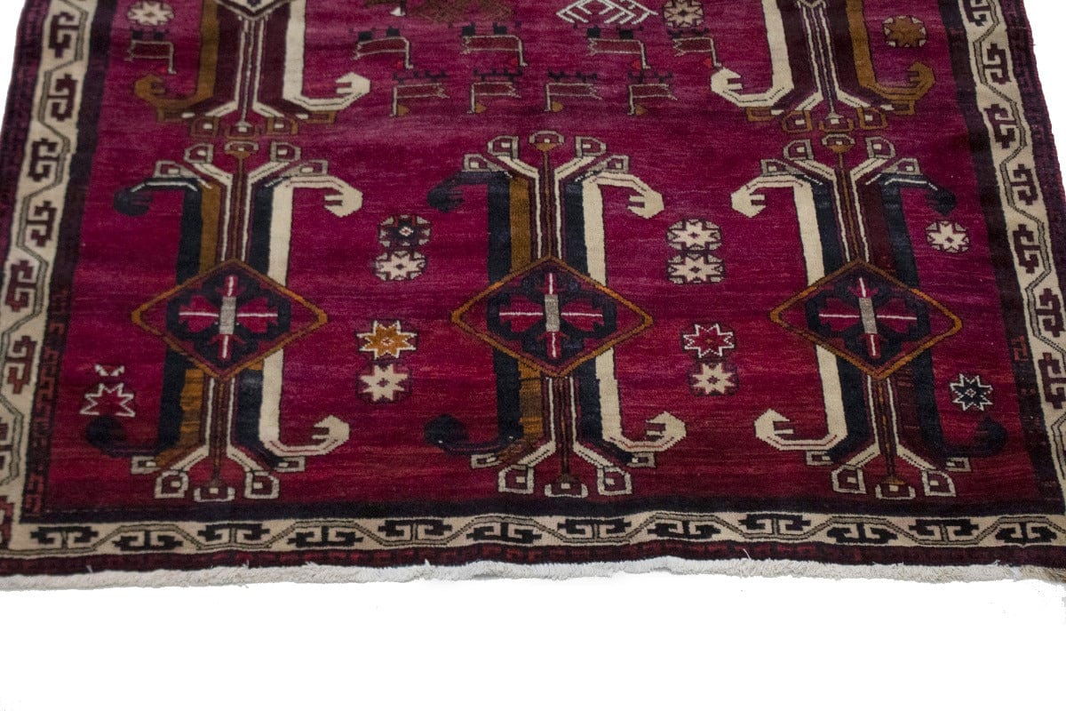 Semi Antique Wine Red Tribal 7X9 Shiraz Persian Rug