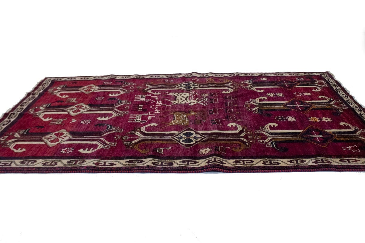 Semi Antique Wine Red Tribal 7X9 Shiraz Persian Rug