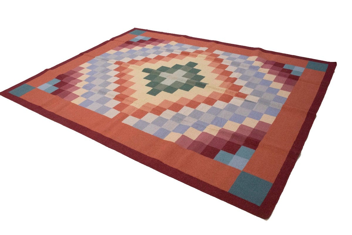 Multicolored Geometric Dhurrie 8X10 Indian Oriental Rug