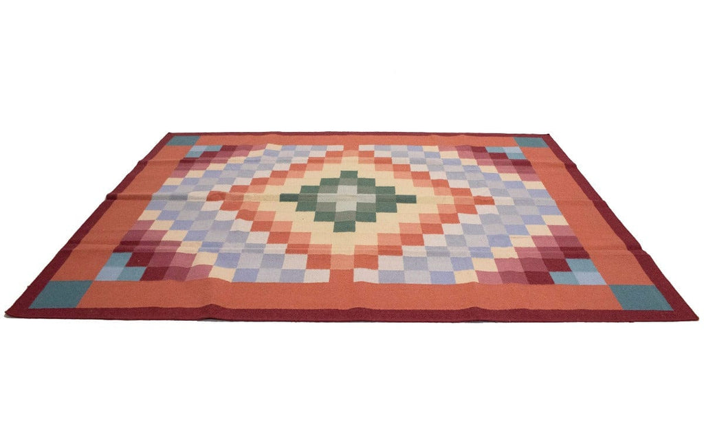 Multicolored Geometric Dhurrie 8X10 Indian Oriental Rug