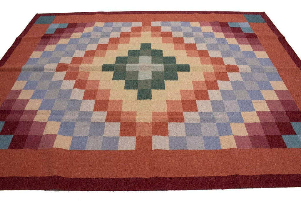 Multicolored Geometric Dhurrie 8X10 Indian Oriental Rug