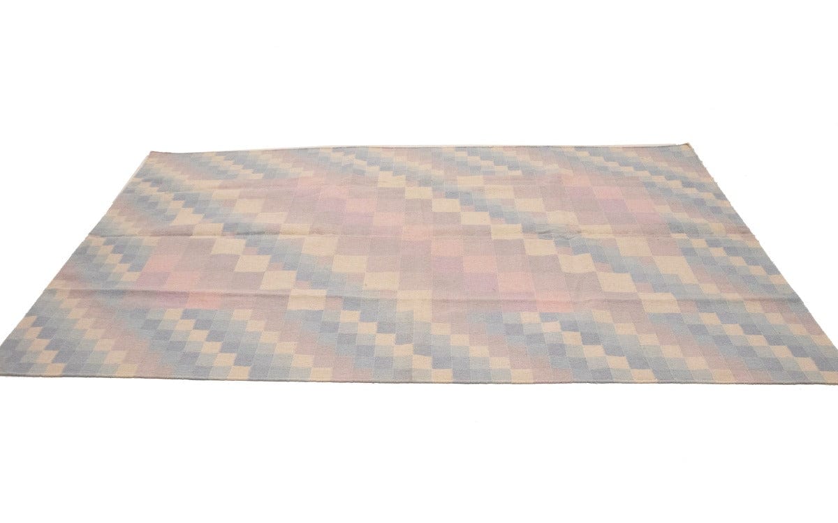 Multicolored Geometric Dhurrie 5'6X8'6 Indian Oriental Rug