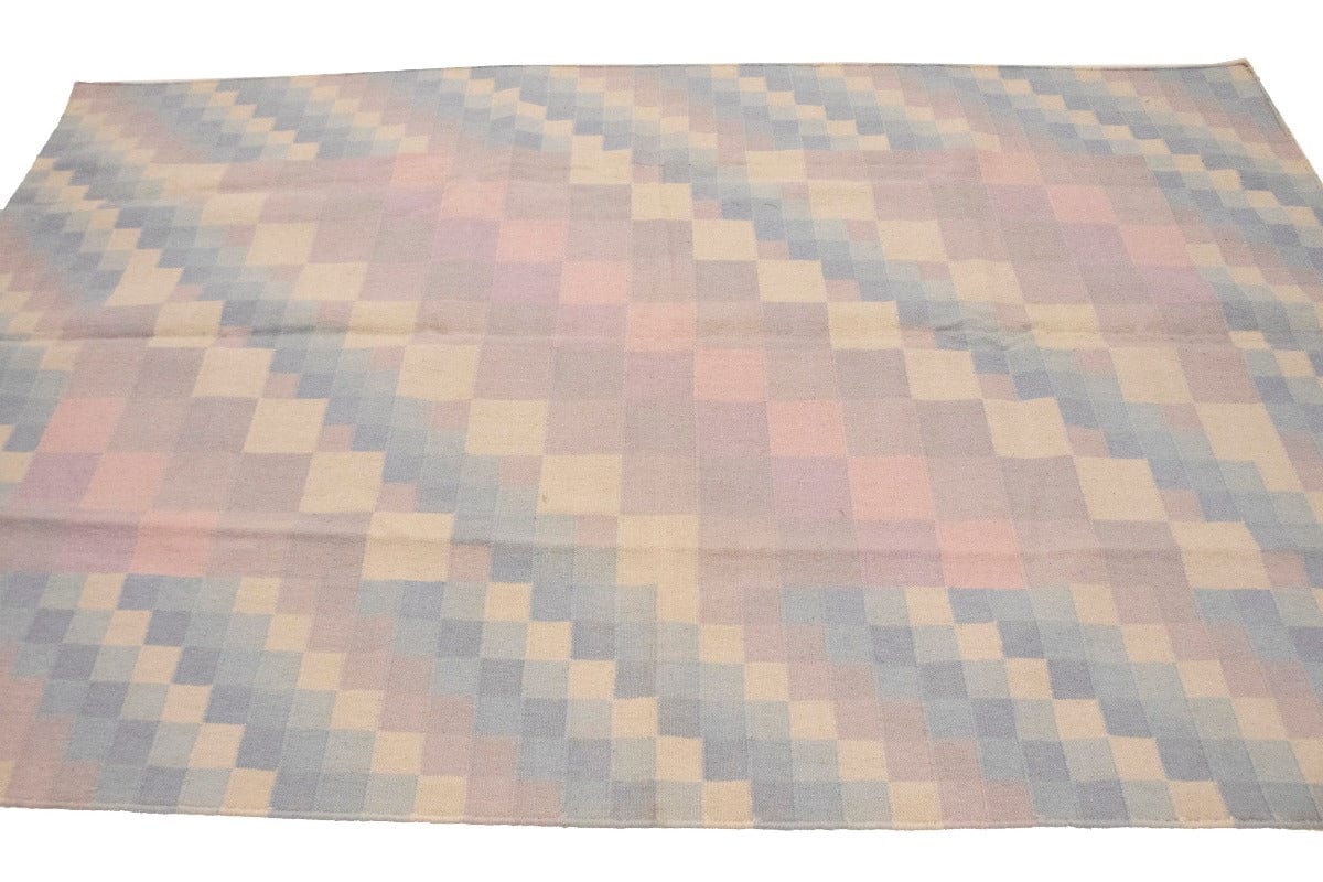 Multicolored Geometric Dhurrie 5'6X8'6 Indian Oriental Rug