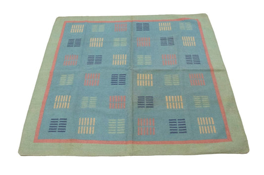 Blue & Green Dhurrie 6X6 Indian Oriental Square Rug