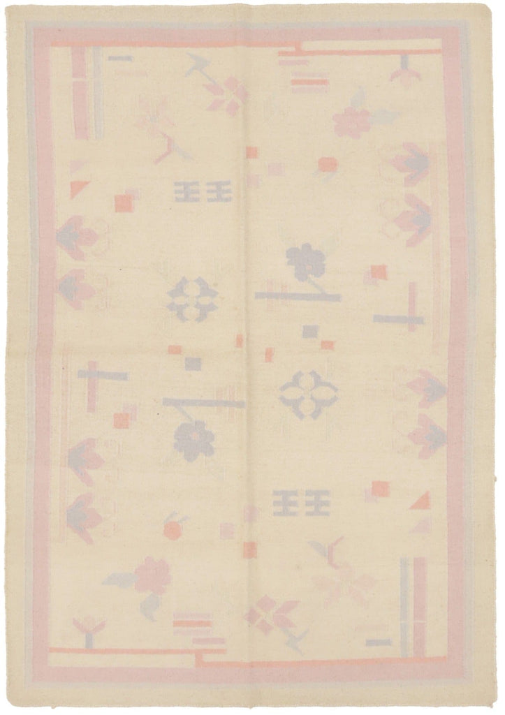 Pastel Colors Floral Dhurrie 4X6 Indian Oriental Rug