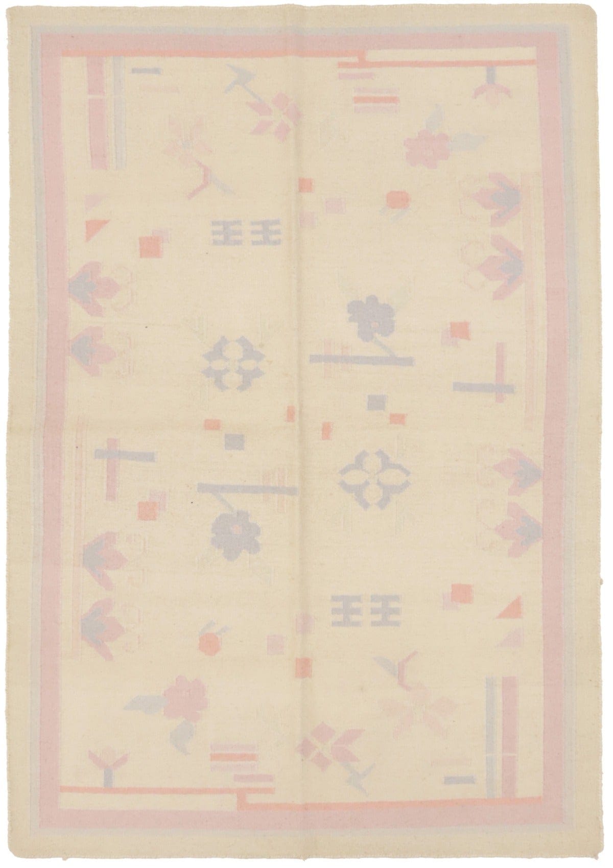 Pastel Colors Floral Dhurrie 4X6 Indian Oriental Rug