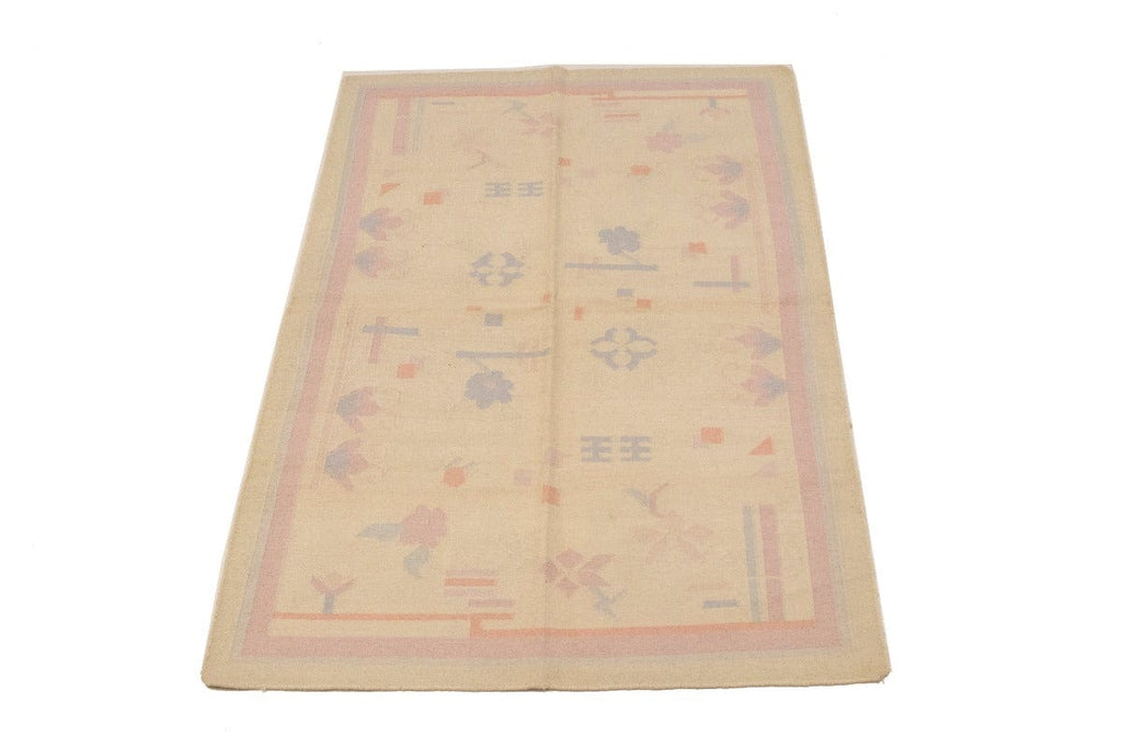 Pastel Colors Floral Dhurrie 4X6 Indian Oriental Rug