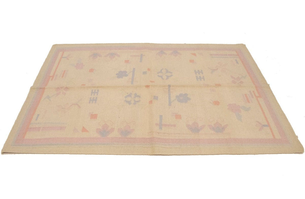 Pastel Colors Floral Dhurrie 4X6 Indian Oriental Rug