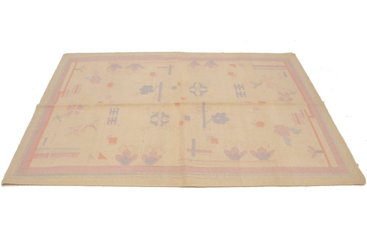 Pastel Colors Floral Dhurrie 4X6 Indian Oriental Rug