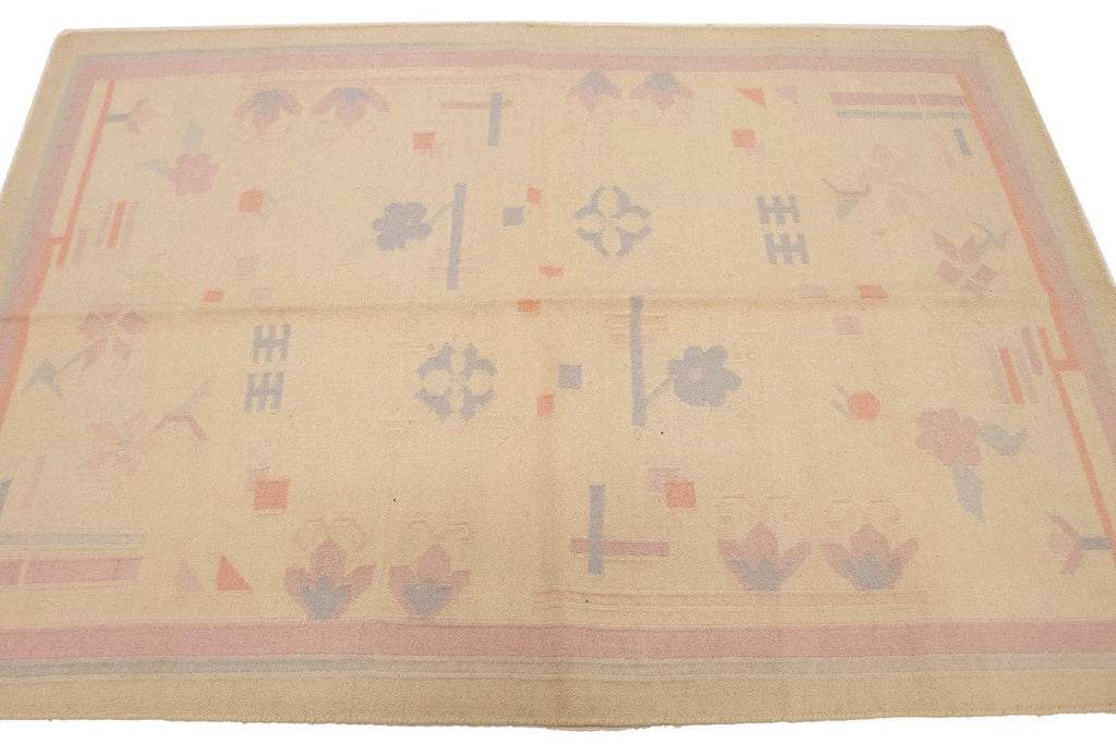 Pastel Colors Floral Dhurrie 4X6 Indian Oriental Rug