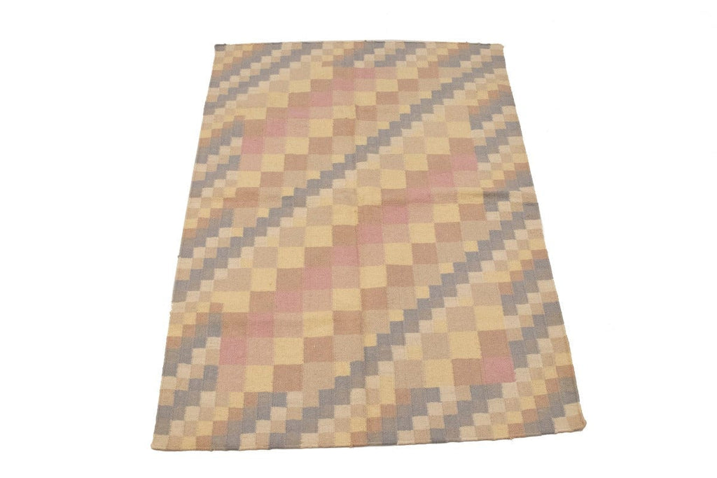 Multicolored Geometric Dhurrie 4X6 Indian Oriental Rug