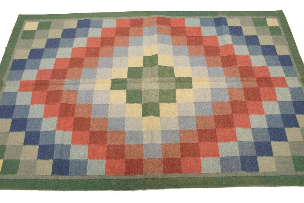 Multicolored Geometric Dhurrie 4X6 Indian Oriental Rug