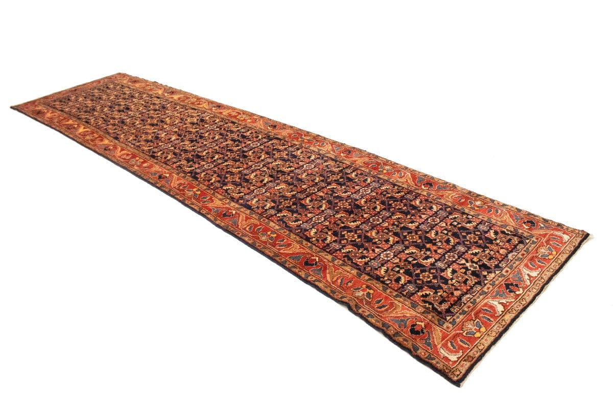 Semi Antique Tribal 4X14 Hossainabad Persian Runner Rug