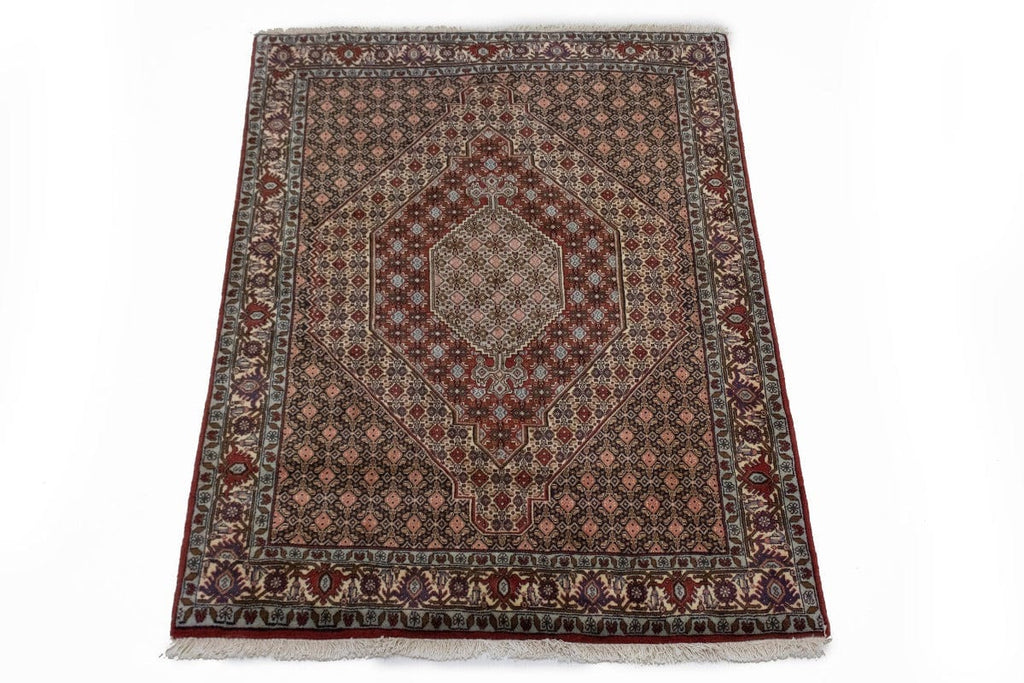 Vintage Cream Geometric 4X6 Bidjar Persian Rug