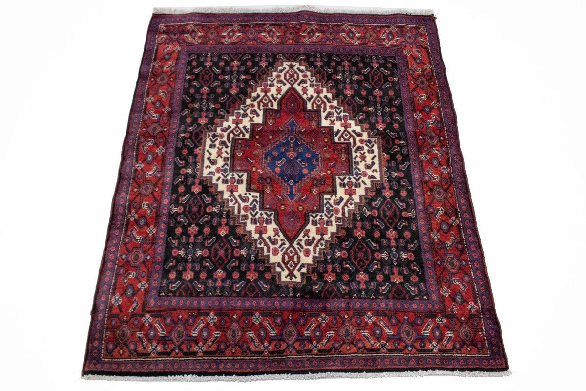 Vintage Geometric 4X5 Bidjar Persian Rug