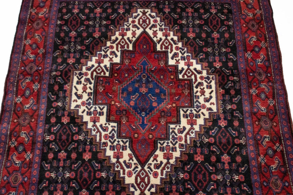 Vintage Geometric 4X5 Bidjar Persian Rug