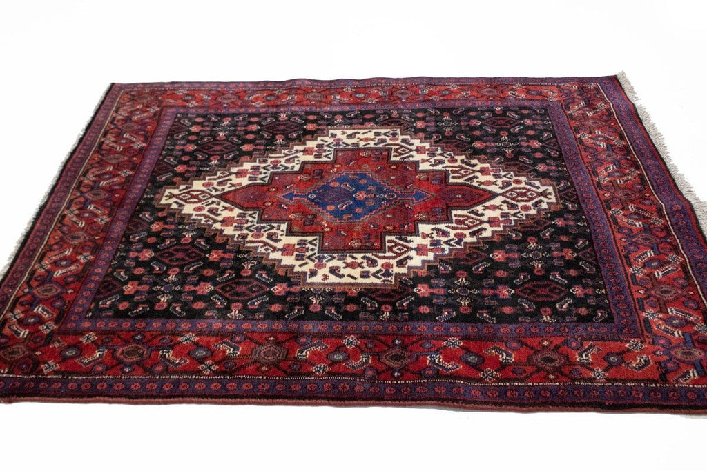 Vintage Geometric 4X5 Bidjar Persian Rug