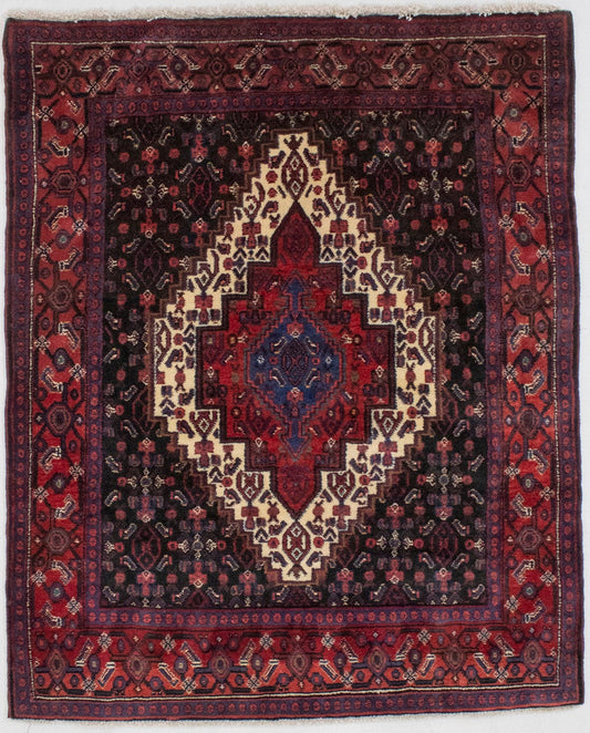 Vintage Geometric 4X5 Bidjar Persian Rug