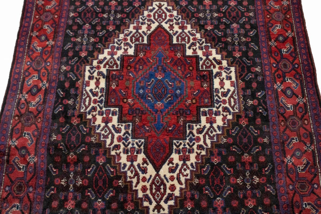 Vintage Geometric 4X5 Bidjar Persian Rug