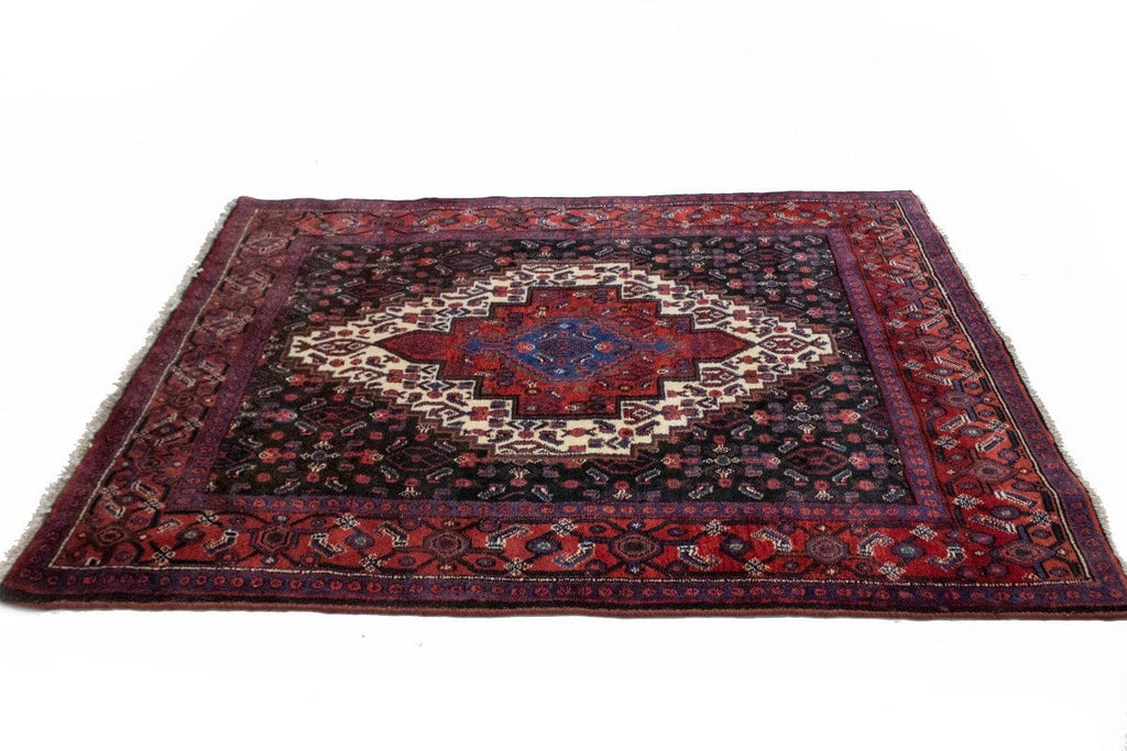 Vintage Geometric 4X5 Bidjar Persian Rug