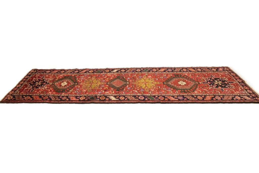 Semi Antique Red Geometric 3'6X10'6 Karajeh Persian Runner Rug