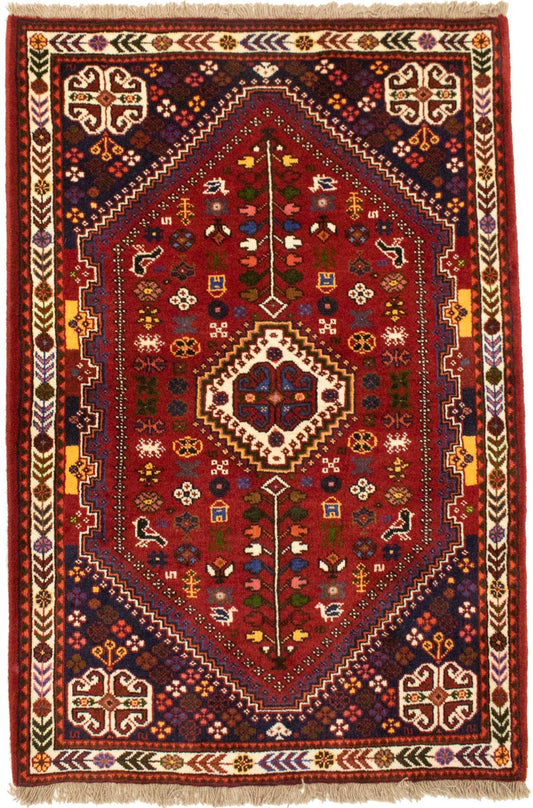 Red Tribal 3'5X5 Shiraz Persian Rug