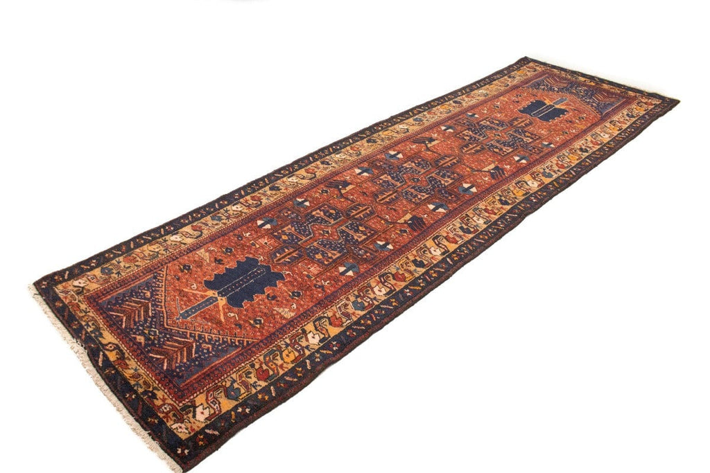 Semi Antique Purple Tribal 3'5X11 Ardabil Persian Runner Rug