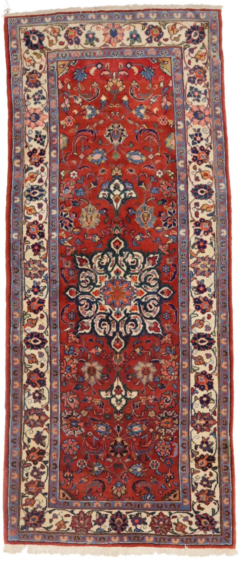 Semi Antique Red Floral 4'5X10'8 Mahal Persian Runner Rug